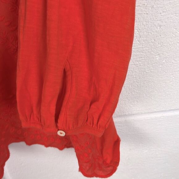 Lucky Brand v-neck linen blend embroidered blouse - Picture 4 of 6